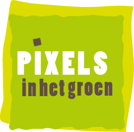 Logo van Pixels in het groen